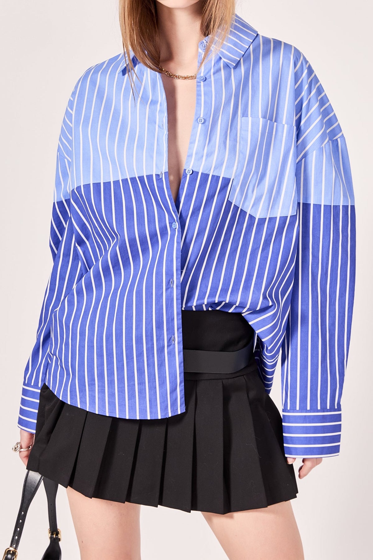 ENGLISH FACTORY - Colorblock Stripe Oversized Shirt - SHIRTS available at Objectrare