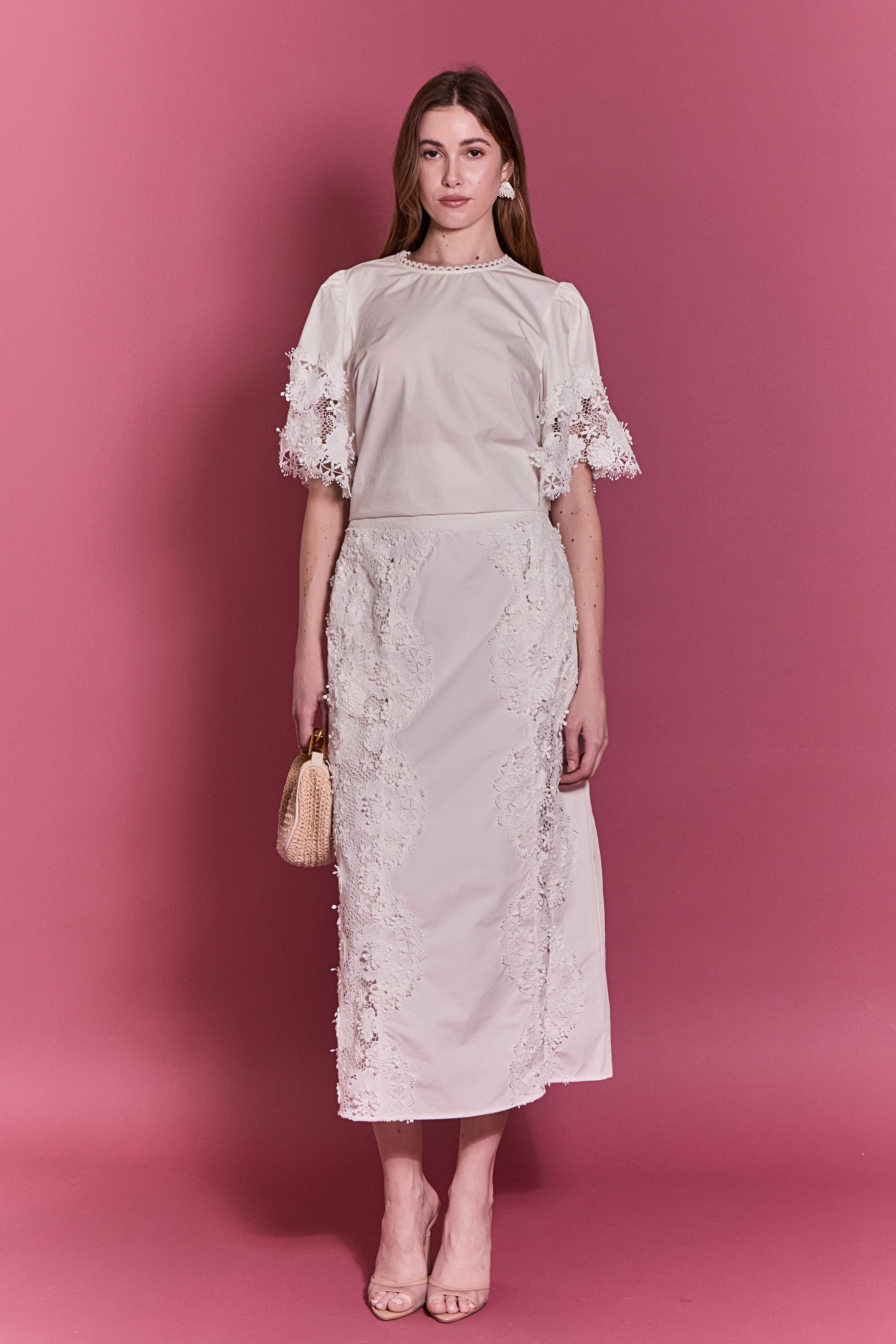 ENGLISH FACTORY - Lace Cascade Midi - SKIRTS available at Objectrare