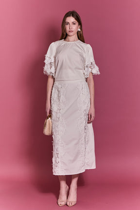 ENGLISH FACTORY - Lace Cascade Midi - SKIRTS available at Objectrare