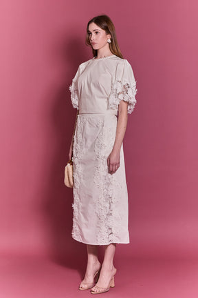 ENGLISH FACTORY - Lace Cascade Midi - SKIRTS available at Objectrare