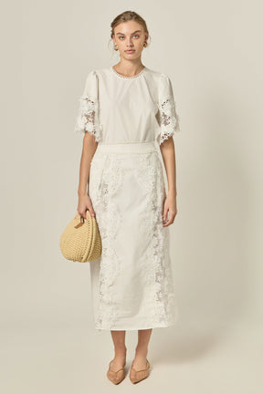 ENGLISH FACTORY - Lace Cascade Midi - SKIRTS available at Objectrare