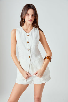 ENGLISH FACTORY - The Juliette Linen Vest - JACKETS available at Objectrare