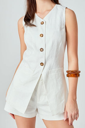 ENGLISH FACTORY - The Juliette Linen Vest - JACKETS available at Objectrare