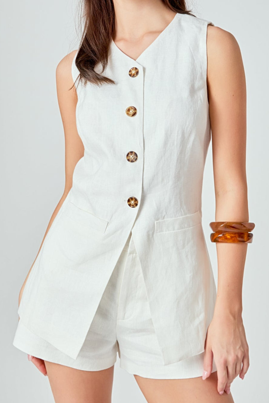 ENGLISH FACTORY - The Juliette Linen Vest - JACKETS available at Objectrare