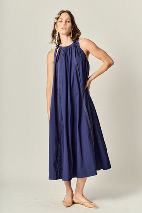 ENGLISH FACTORY - Halter Neck Tie Midi Dress - DRESSES available at Objectrare