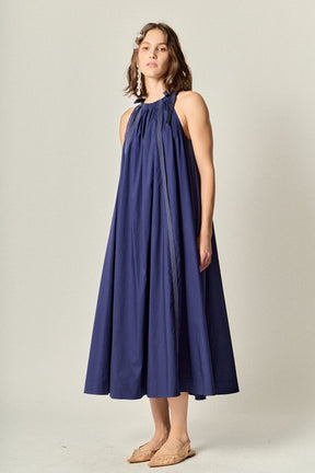 ENGLISH FACTORY - Halter Neck Tie Midi Dress - DRESSES available at Objectrare