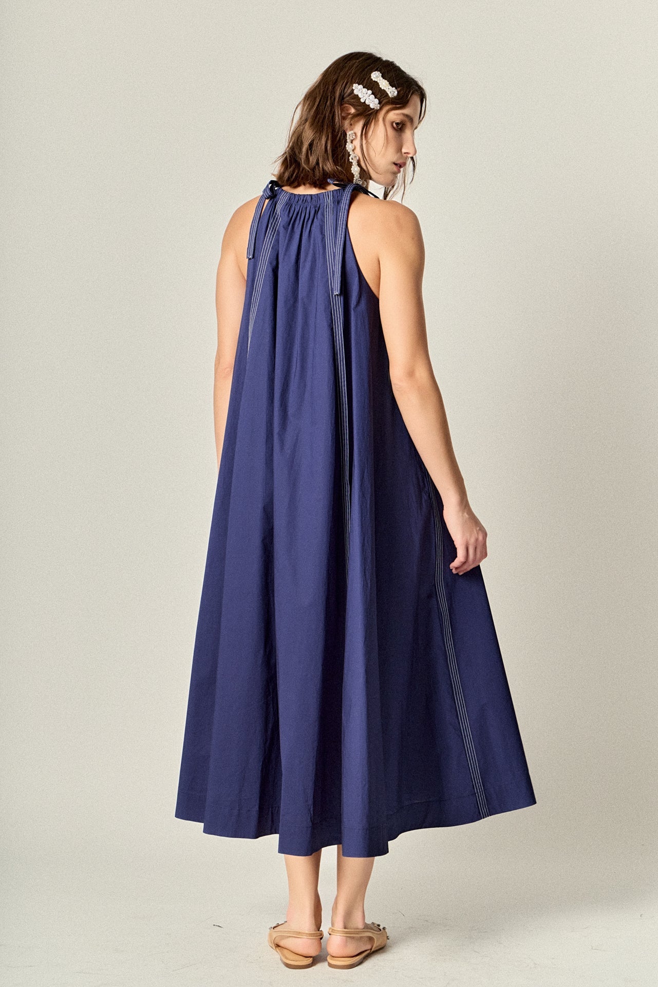 ENGLISH FACTORY - Halter Neck Tie Midi Dress - DRESSES available at Objectrare