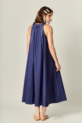 ENGLISH FACTORY - Halter Neck Tie Midi Dress - DRESSES available at Objectrare