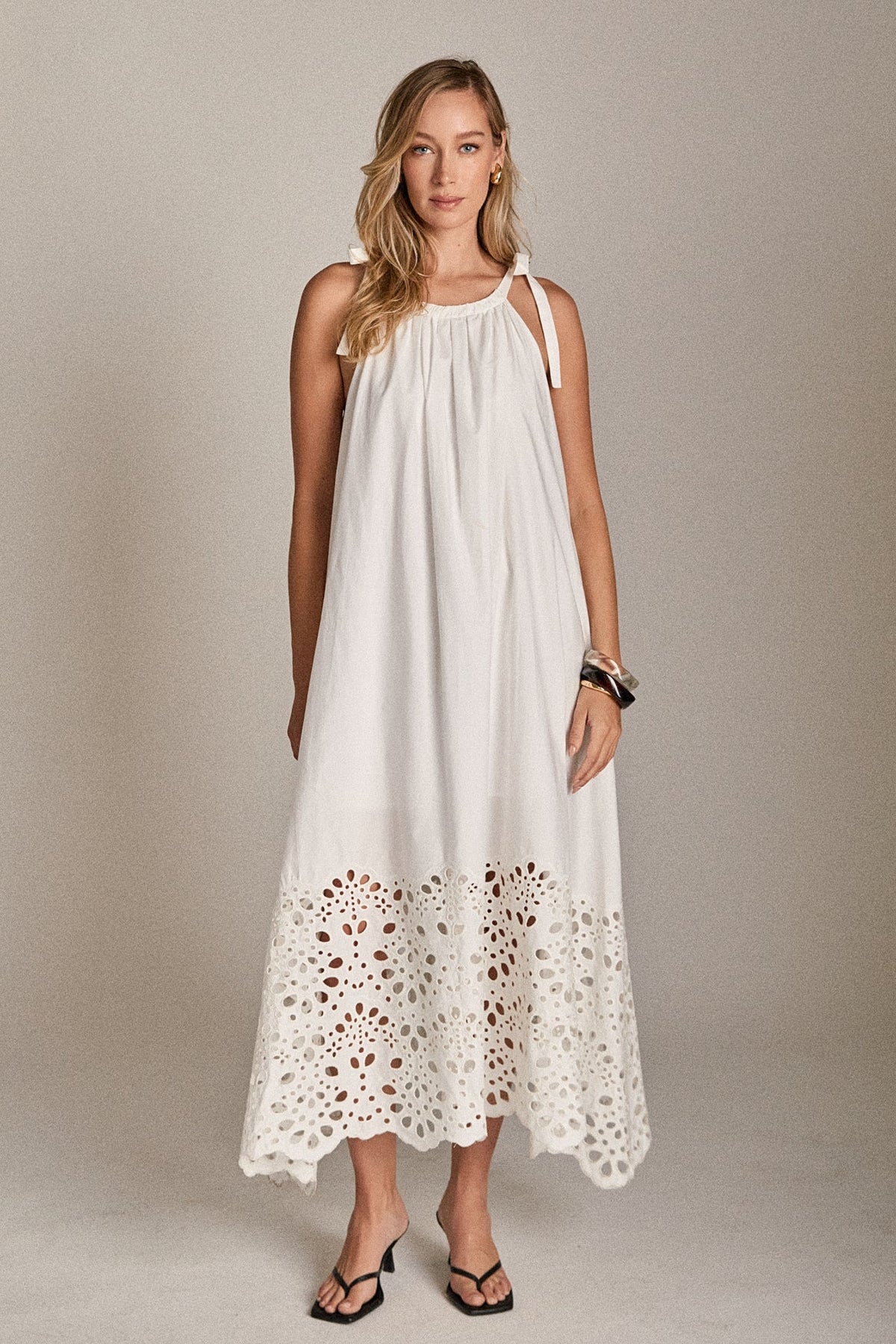 ENGLISH FACTORY - The Celine Eyelet Midi Dress - DRESSES available at Objectrare