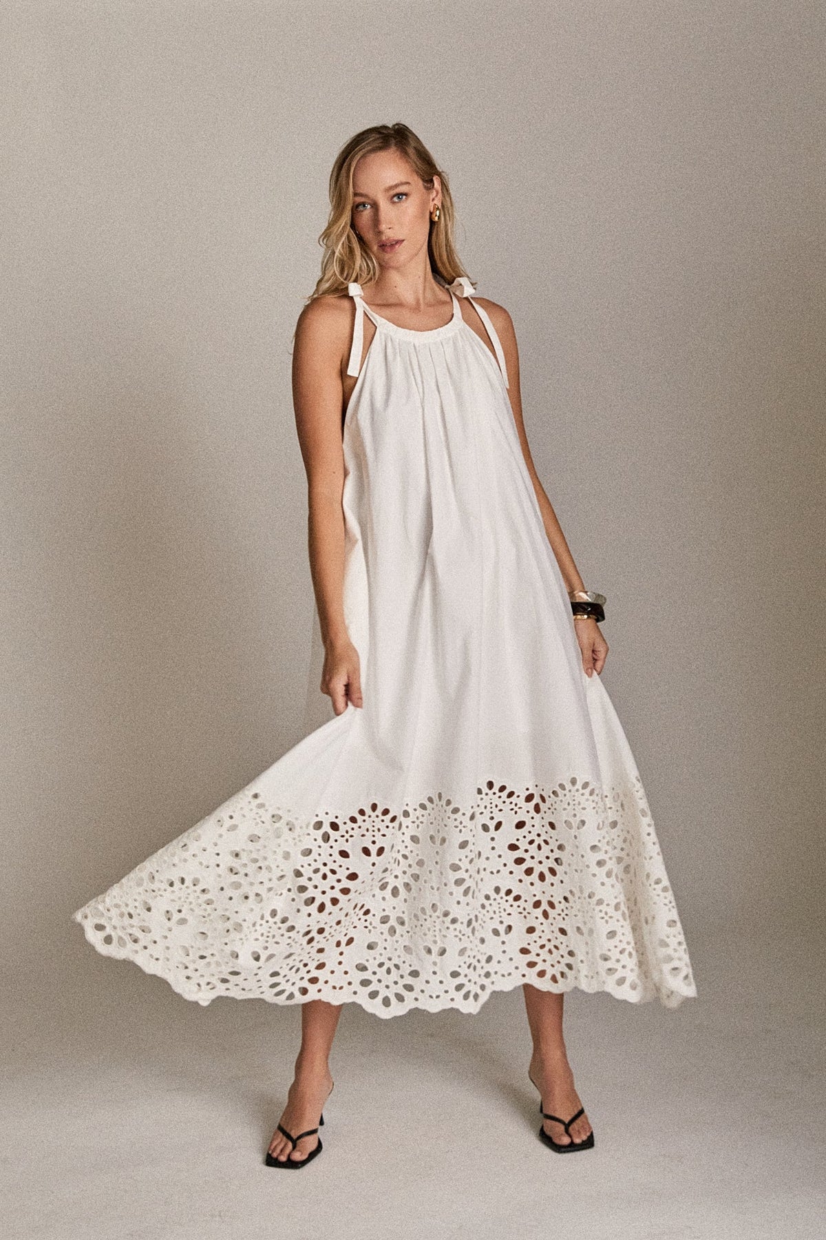 ENGLISH FACTORY - The Celine Eyelet Midi Dress - DRESSES available at Objectrare