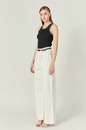 ENGLISH FACTORY - Crochet Sleeveless Top - TOPS available at Objectrare