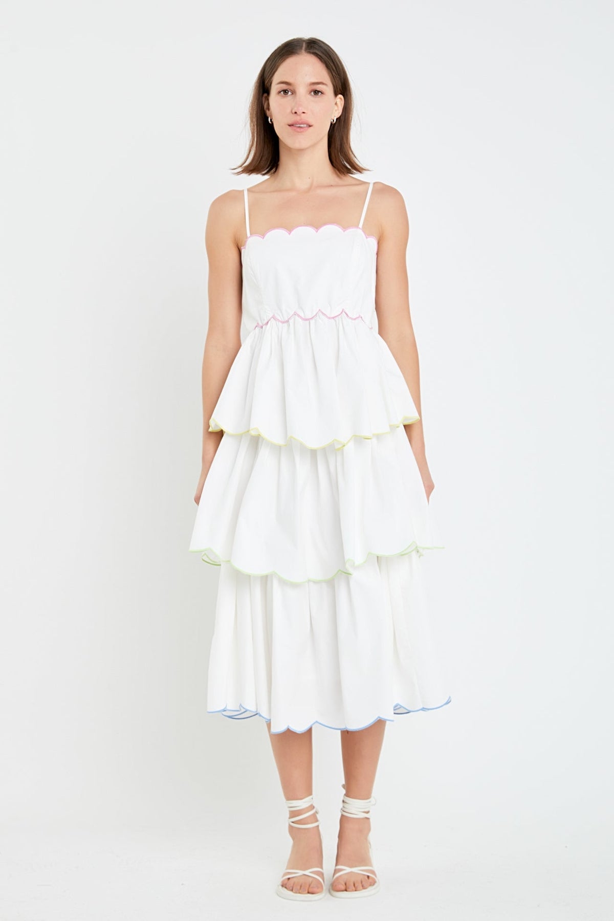 ENGLISH FACTORY - Scallop Sleeveless Tiered Dress - DRESSES available at Objectrare
