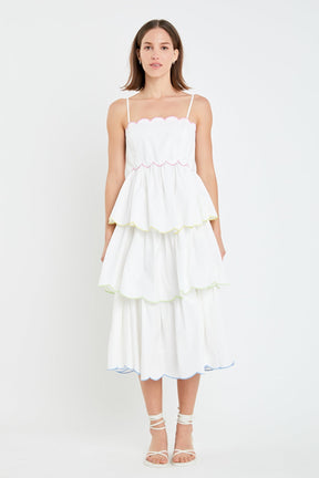 ENGLISH FACTORY - Scallop Sleeveless Tiered Dress - DRESSES available at Objectrare