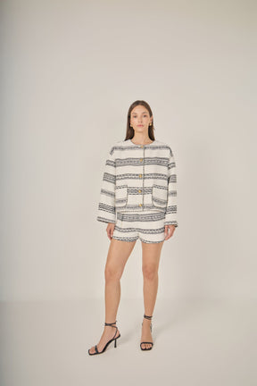 The Sienna Striped Tweed Shorts