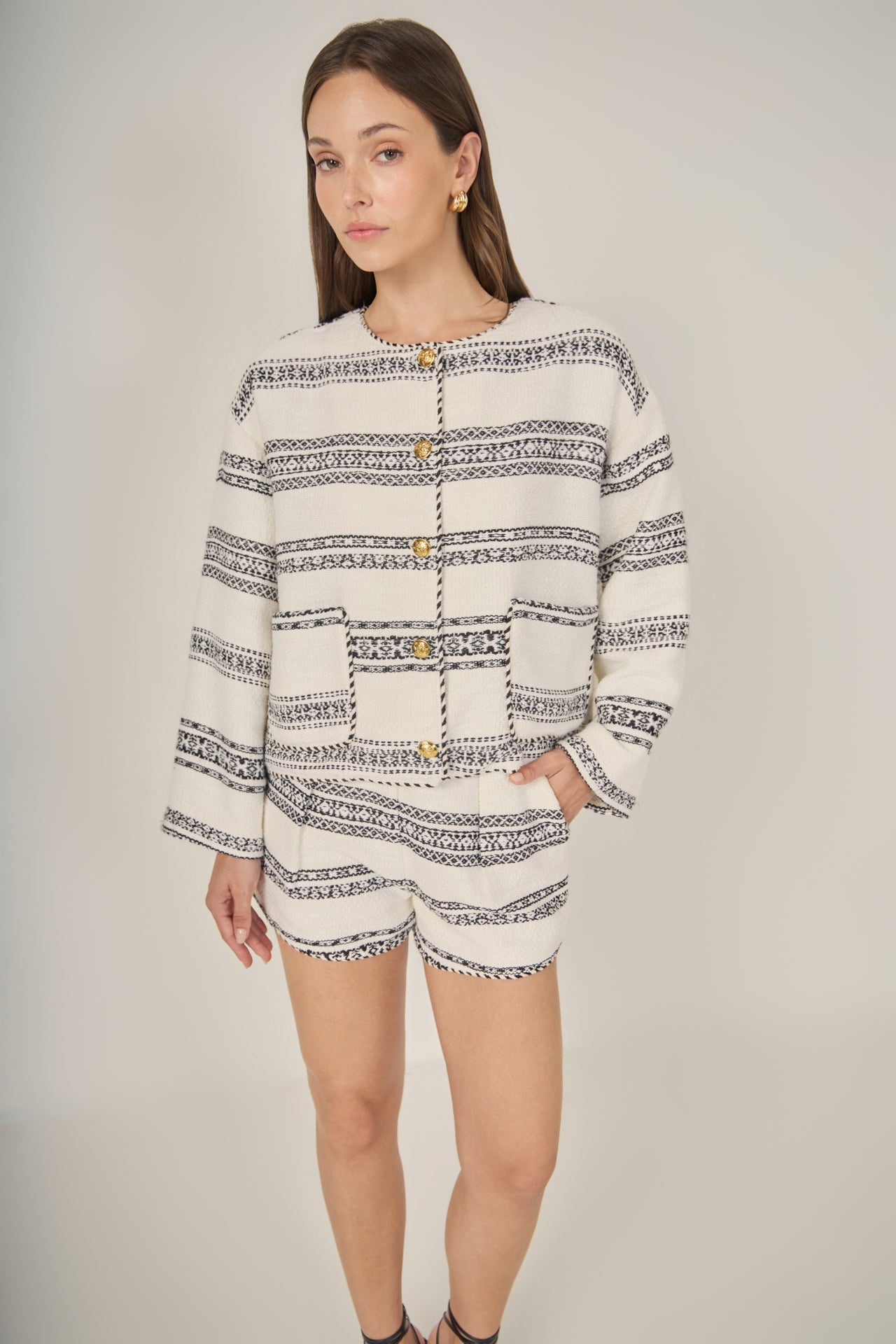 The Sienna Striped Tweed Shorts