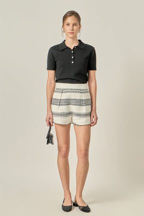 ENGLISH FACTORY - Sienna Striped Tweed Shorts - SHORTS available at Objectrare