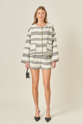 ENGLISH FACTORY - Sienna Striped Tweed Cardigan - SWEATERS & KNITS available at Objectrare
