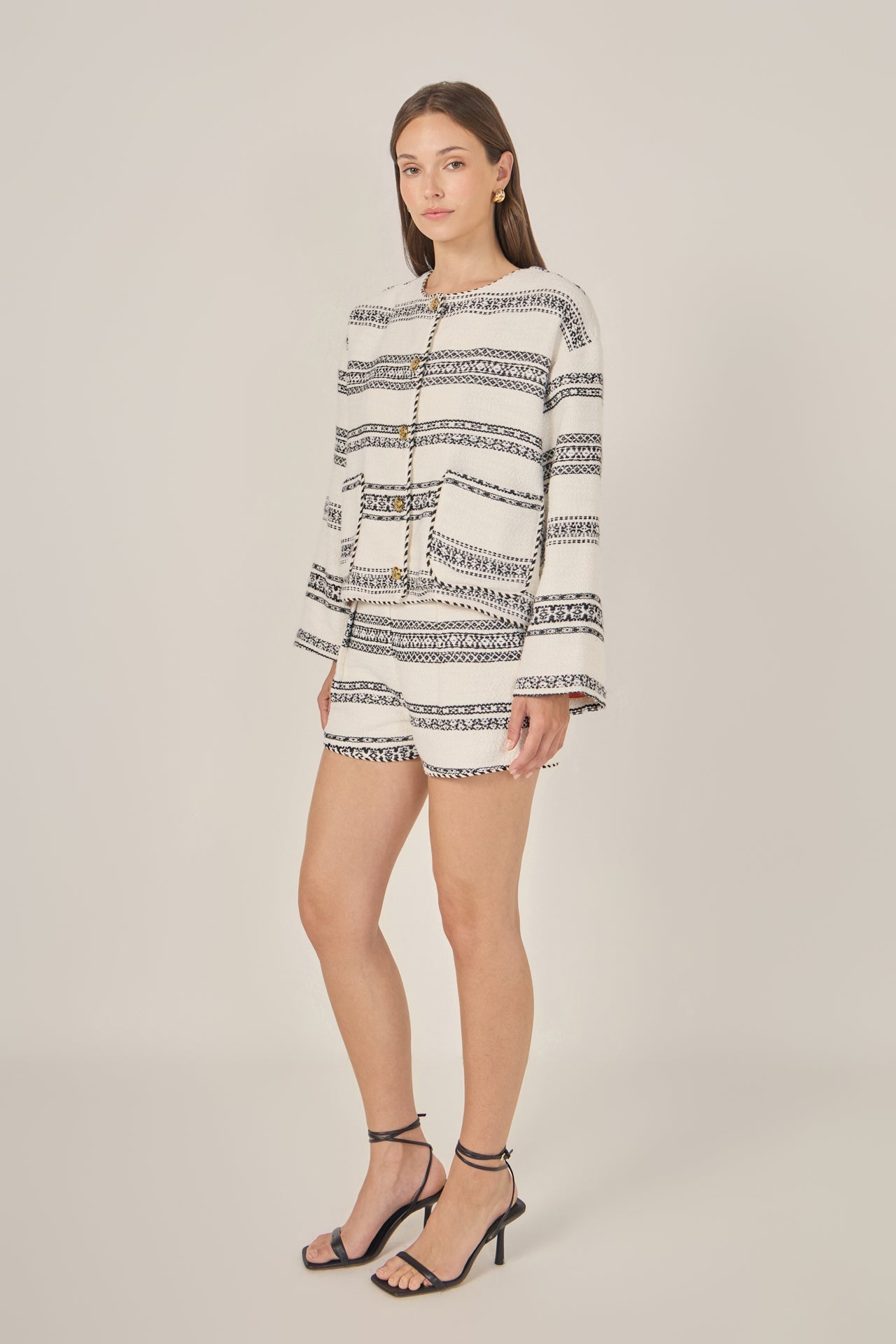 The Sienna Striped Tweed Shorts