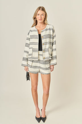 ENGLISH FACTORY - Sienna Striped Tweed Shorts - SHORTS available at Objectrare