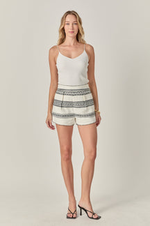 ENGLISH FACTORY - The Sienna Striped Tweed Shorts - SHORTS available at Objectrare