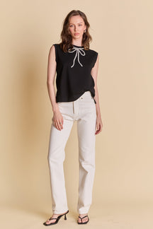 ENGLISH FACTORY - Soft Glimmer Bow Top - TOPS available at Objectrare