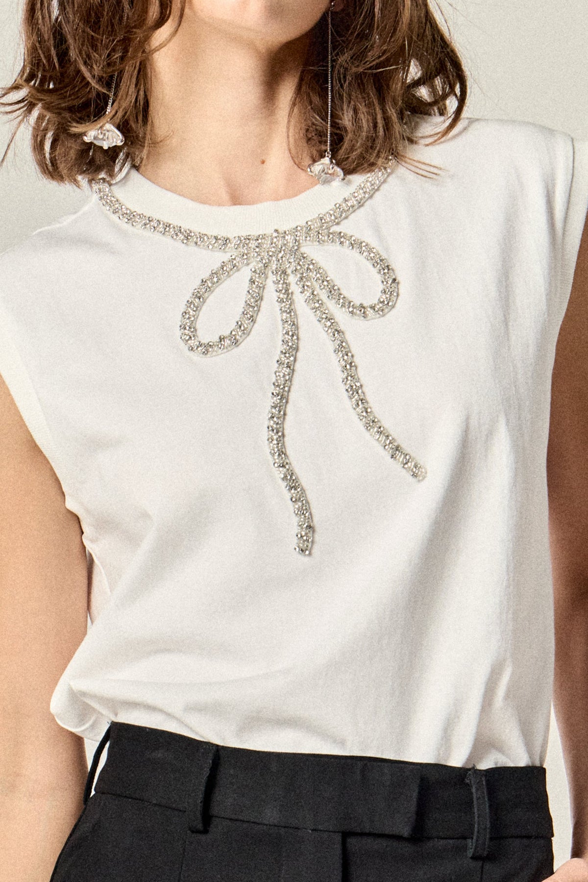 ENGLISH FACTORY - Soft Glimmer Bow Top - TOPS available at Objectrare