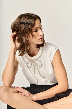 ENGLISH FACTORY - Soft Glimmer Bow Top - TOPS available at Objectrare