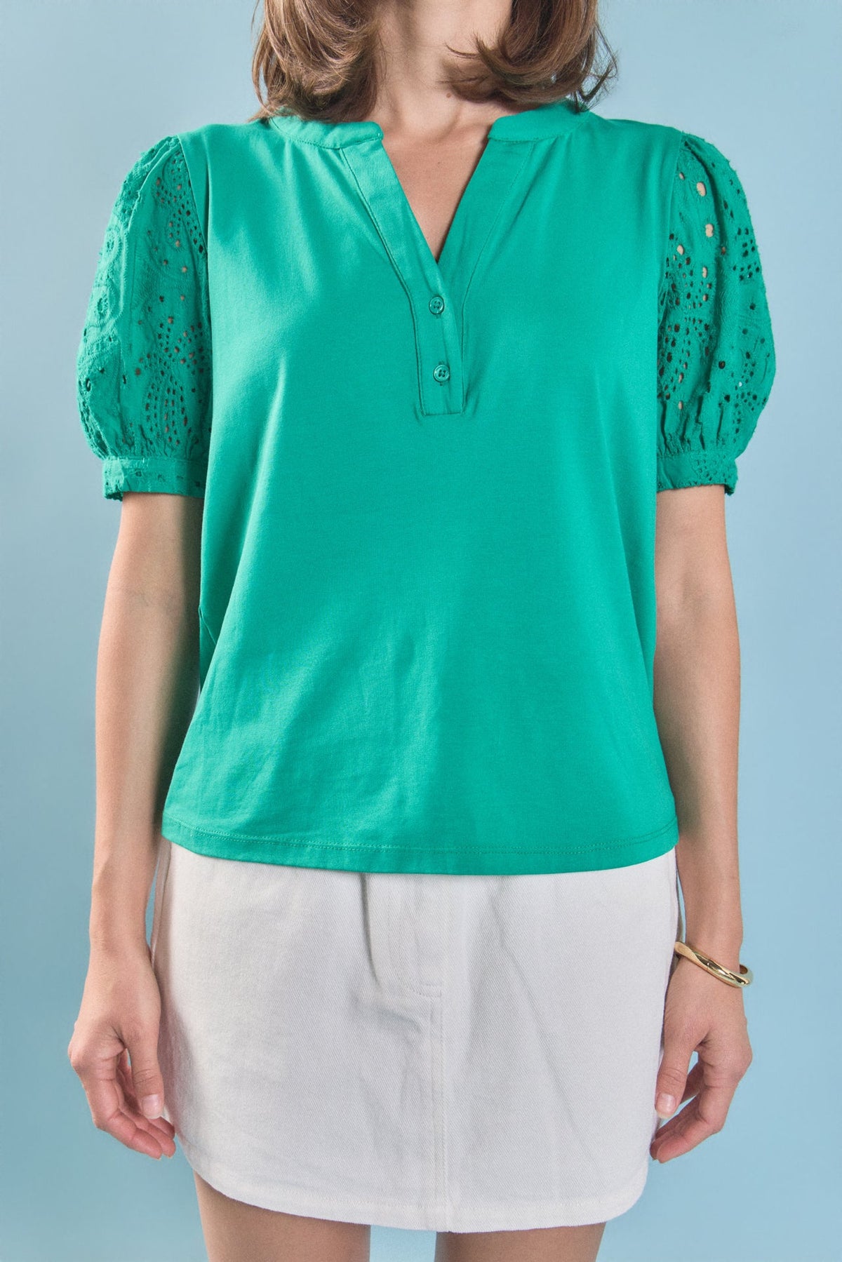 ENGLISH FACTORY - Mixed Media Poplin Blouse - TOPS available at Objectrare