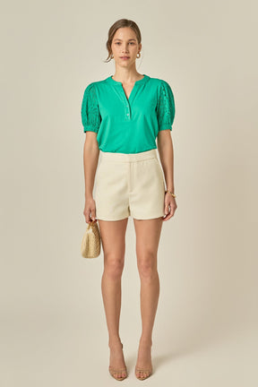 ENGLISH FACTORY - Mixed Media Poplin Blouse - TOPS available at Objectrare