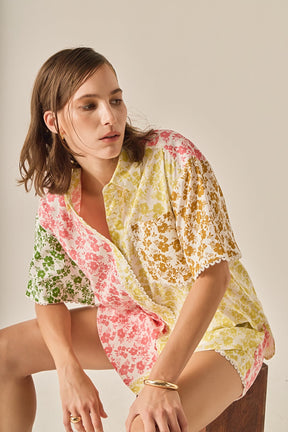 ENGLISH FACTORY - Maisie Colorblock Button-Up Shirt - TOPS available at Objectrare
