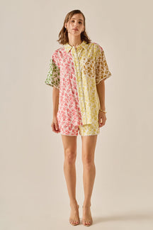ENGLISH FACTORY - Maisie Colorblock Button-Up Shirt - TOPS available at Objectrare