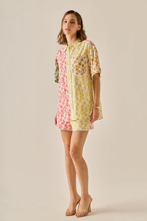 ENGLISH FACTORY - Maisie Colorblock Button-Up Shirt - TOPS available at Objectrare