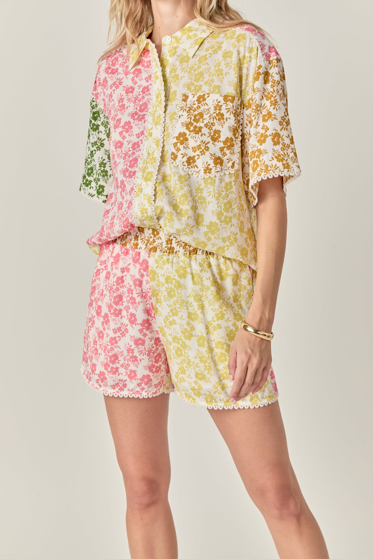 ENGLISH FACTORY - Maisie Colorblock Button-Up Shirt - TOPS available at Objectrare