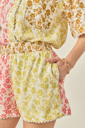 ENGLISH FACTORY - Maisie Colorblock Printed Shorts - SHORTS available at Objectrare