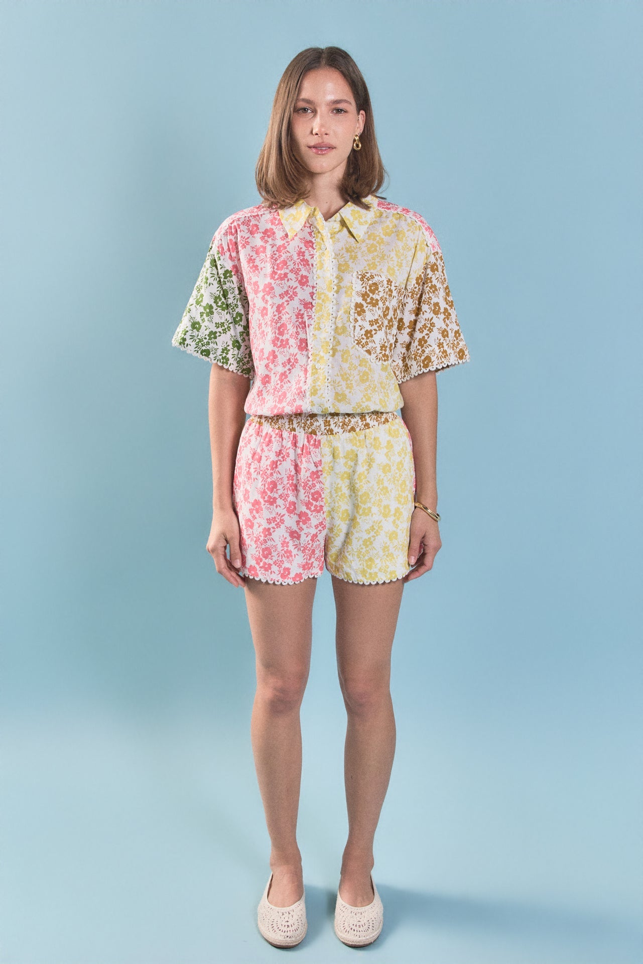 ENGLISH FACTORY - Maisie Colorblock Printed Shorts - SHORTS available at Objectrare