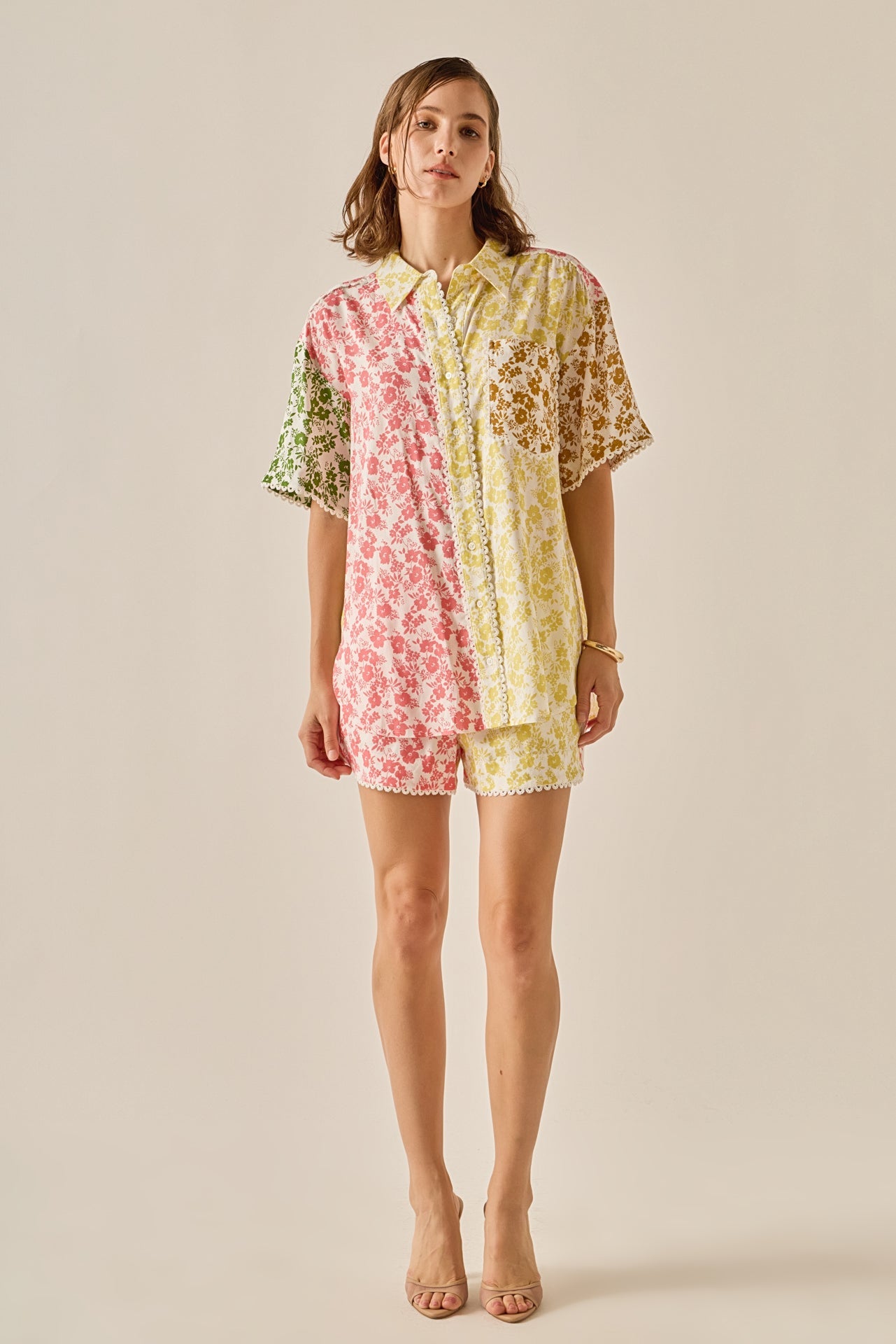 ENGLISH FACTORY - Maisie Colorblock Printed Shorts - SHORTS available at Objectrare