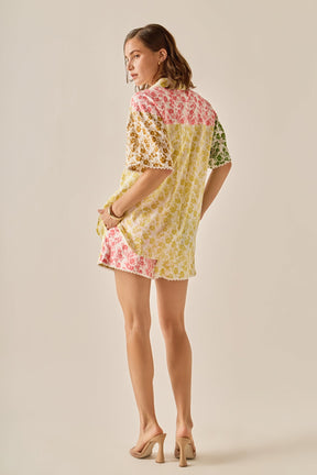 ENGLISH FACTORY - Maisie Colorblock Printed Shorts - SHORTS available at Objectrare
