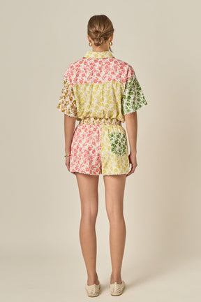 ENGLISH FACTORY - Maisie Colorblock Printed Shorts - SHORTS available at Objectrare