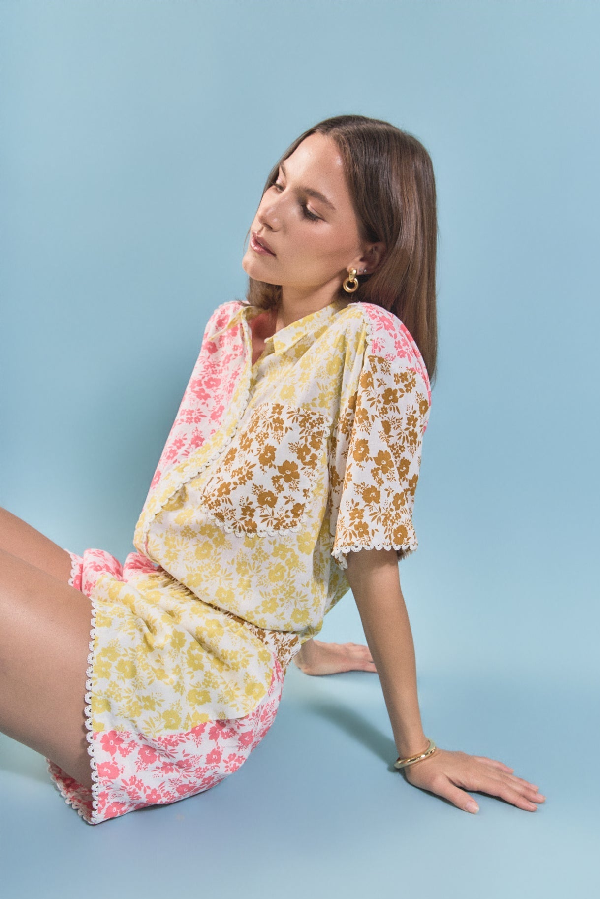 ENGLISH FACTORY - Maisie Colorblock Printed Shorts - SHORTS available at Objectrare