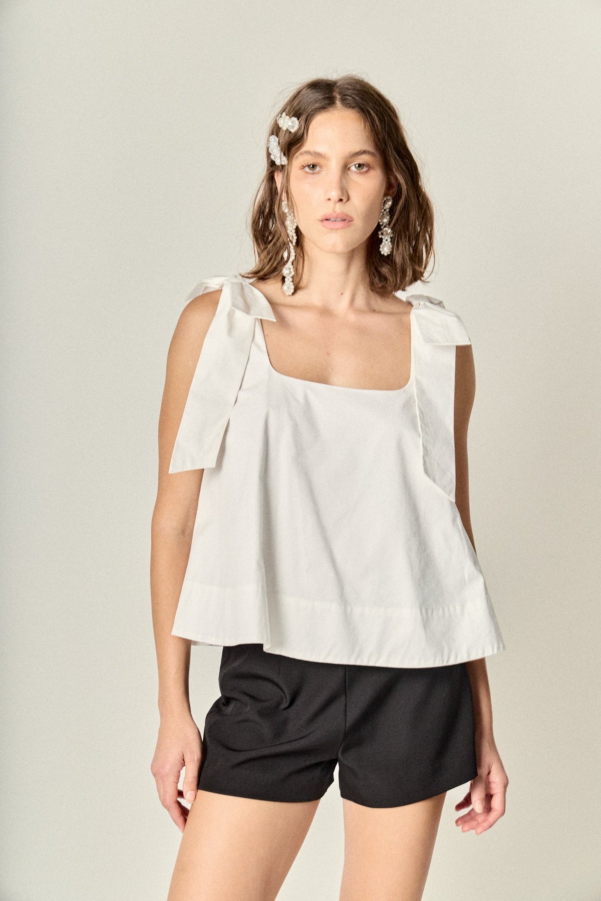 ENGLISH FACTORY - Bow Shoulder Sleeveless Top - TOPS available at Objectrare