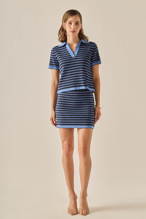 ENGLISH FACTORY - The Stripe Scallop Mini Skirt - SKIRTS available at Objectrare