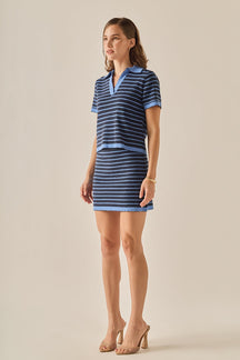 ENGLISH FACTORY - The Stripe Scallop Mini Skirt - SKIRTS available at Objectrare