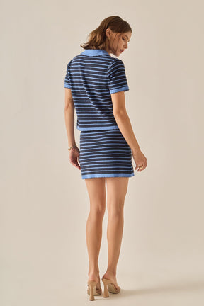 ENGLISH FACTORY - The Stripe Scallop Mini Skirt - SKIRTS available at Objectrare