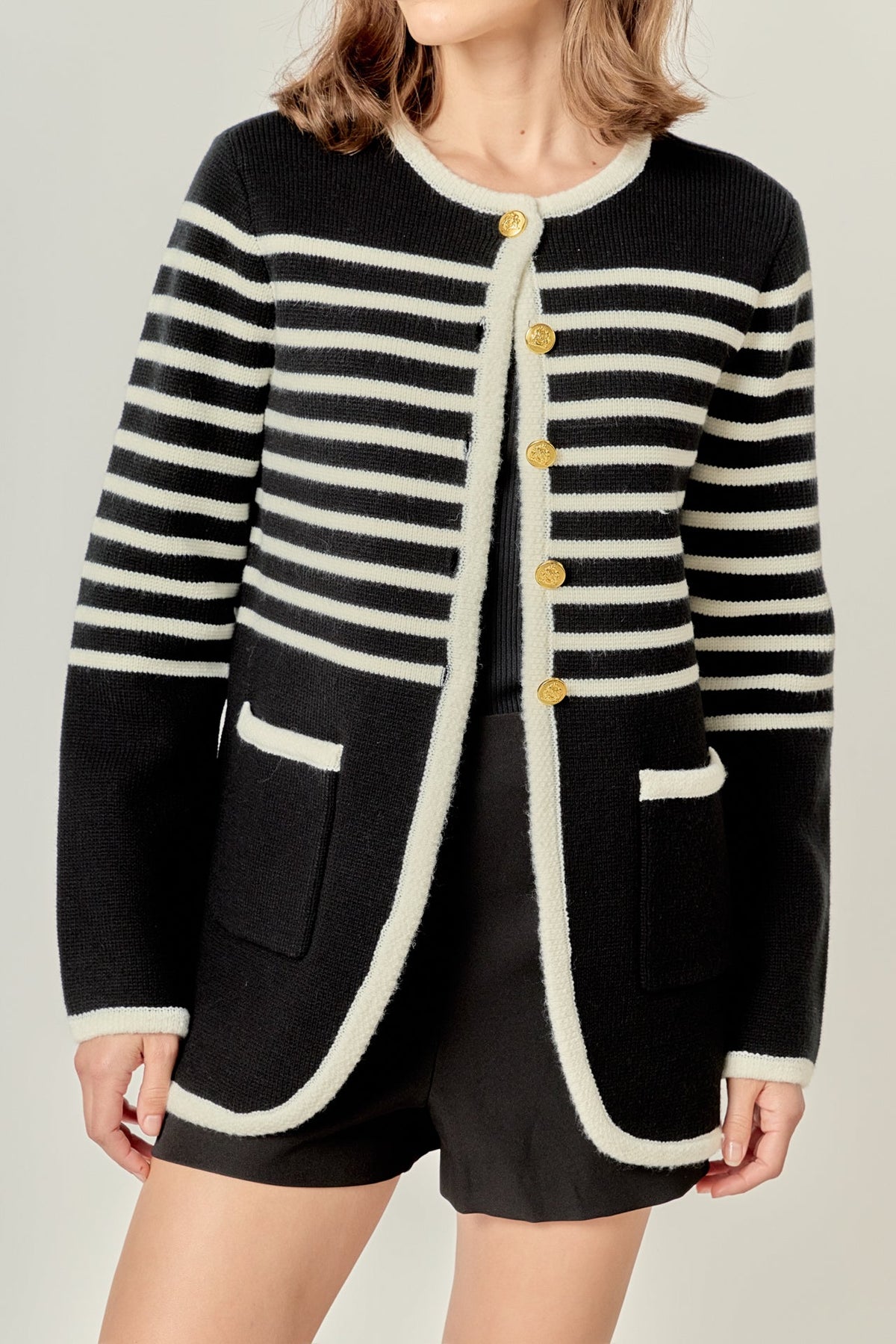 Knit Striped Sweater Cardigan