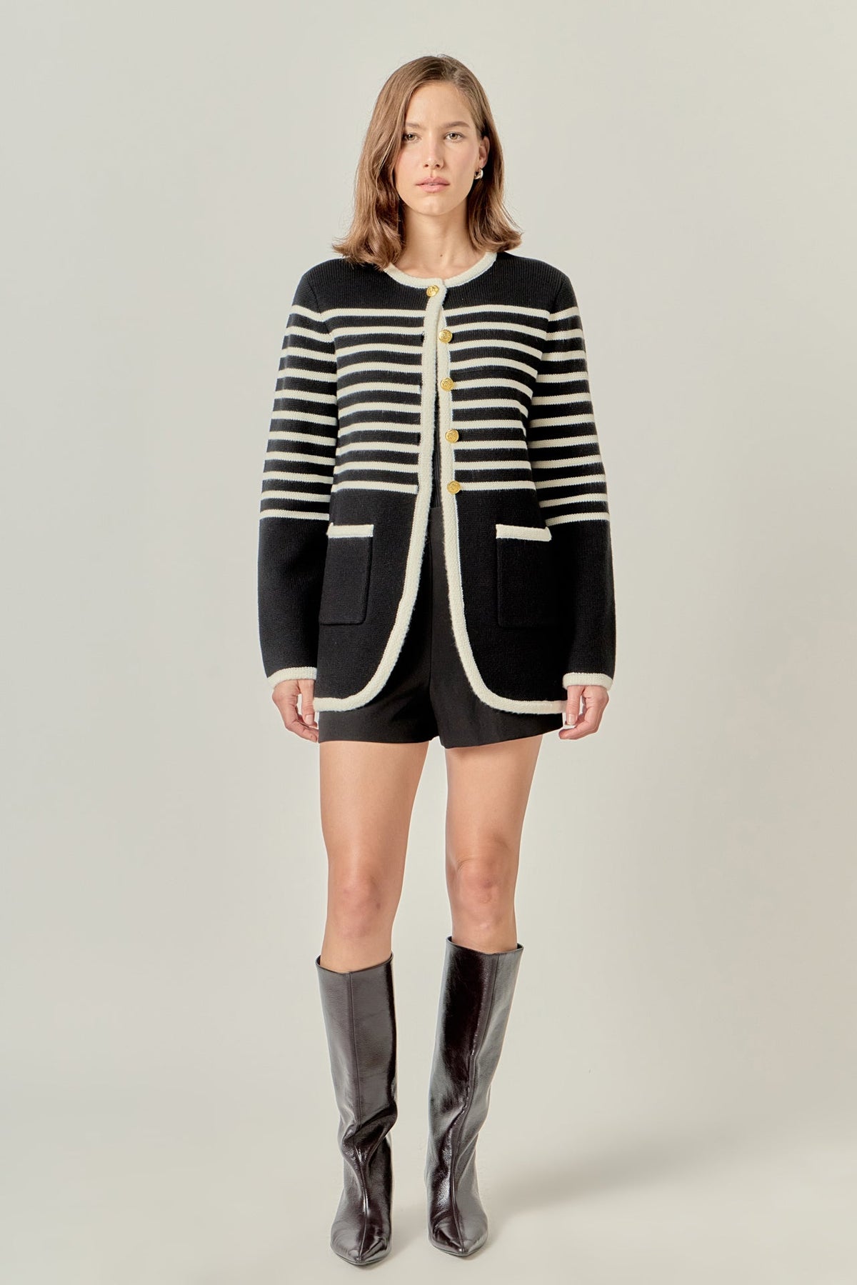 Knit Striped Sweater Cardigan