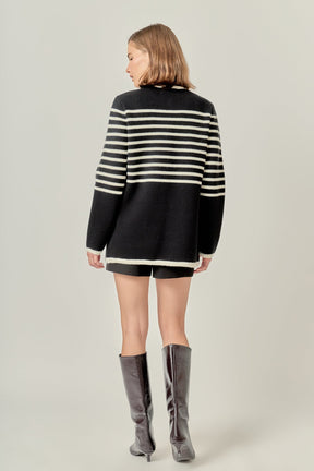ENGLISH FACTORY - Knit Striped Sweater Cardigan - TOPS available at Objectrare
