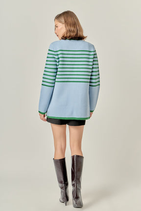 ENGLISH FACTORY - Knit Striped Sweater Cardigan - TOPS available at Objectrare