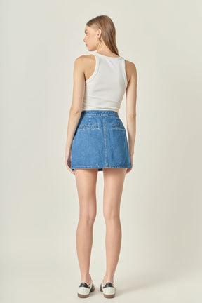 ENGLISH FACTORY - Gold Button Denim Mini Skirt - SKIRTS available at Objectrare