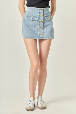 ENGLISH FACTORY - Delilah Denim Mini Skirt - SKIRTS available at Objectrare