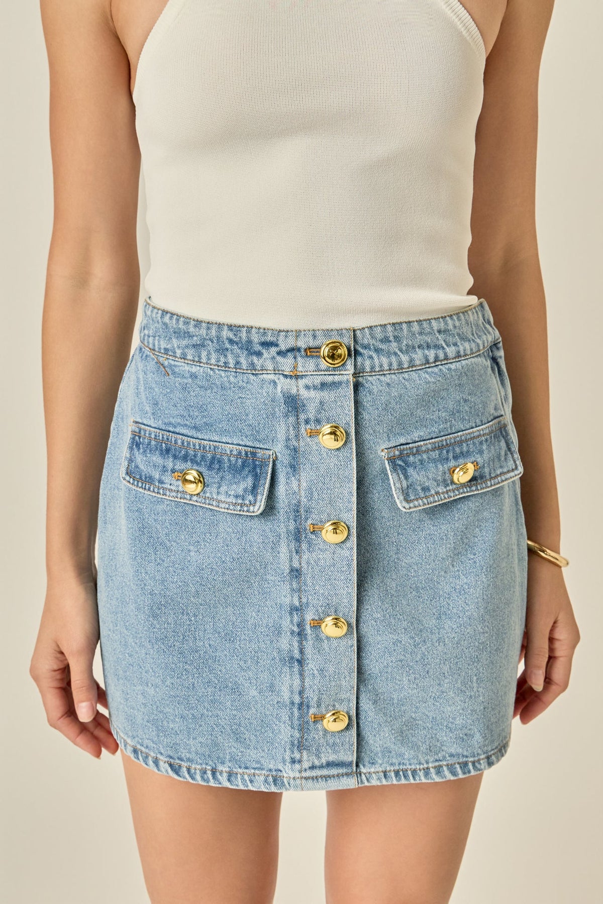 ENGLISH FACTORY - Delilah Denim Mini Skirt - SKIRTS available at Objectrare